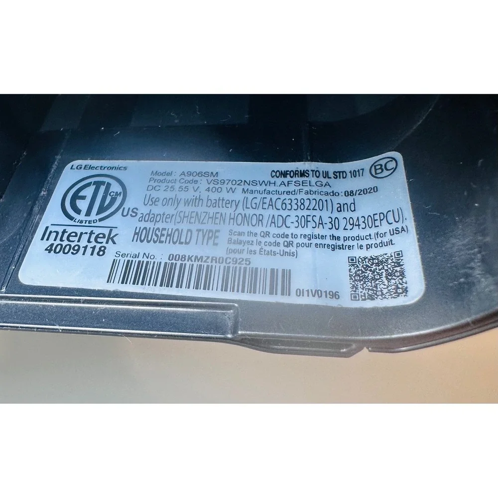 LG CordZero A9 Ultimate A906SM Vacuum Body Motor Unit with Battery & Filters